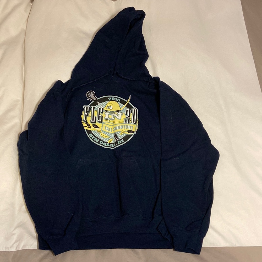 Brand new Delaware Staff tournament lacrosse gildan hoodie with drawstrings